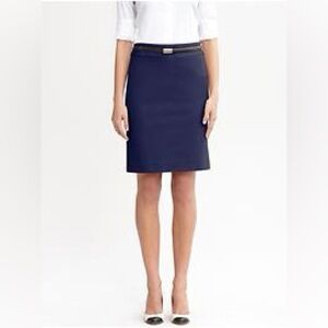 Banana Republic Bi-Stretch Pencil Cotton Blend Navy Mini Skirt